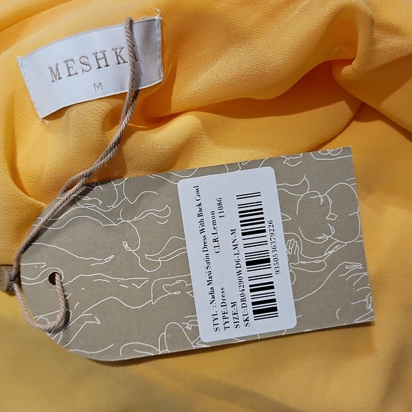 Nadia Maxi Satin Dress With Back Cowl - Lemon Size M - Picture 12 of 12